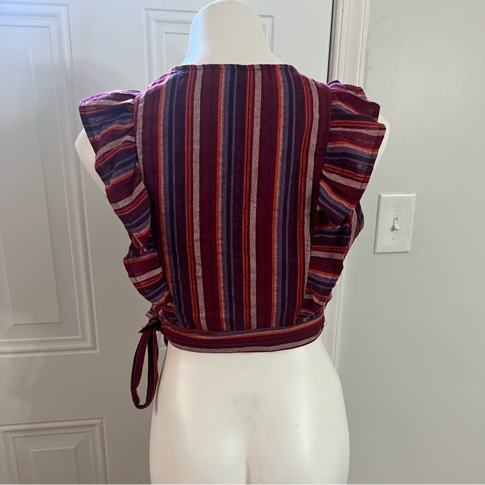 Colorful Striped Tie-Front Crop Top - Picture 4 of 4